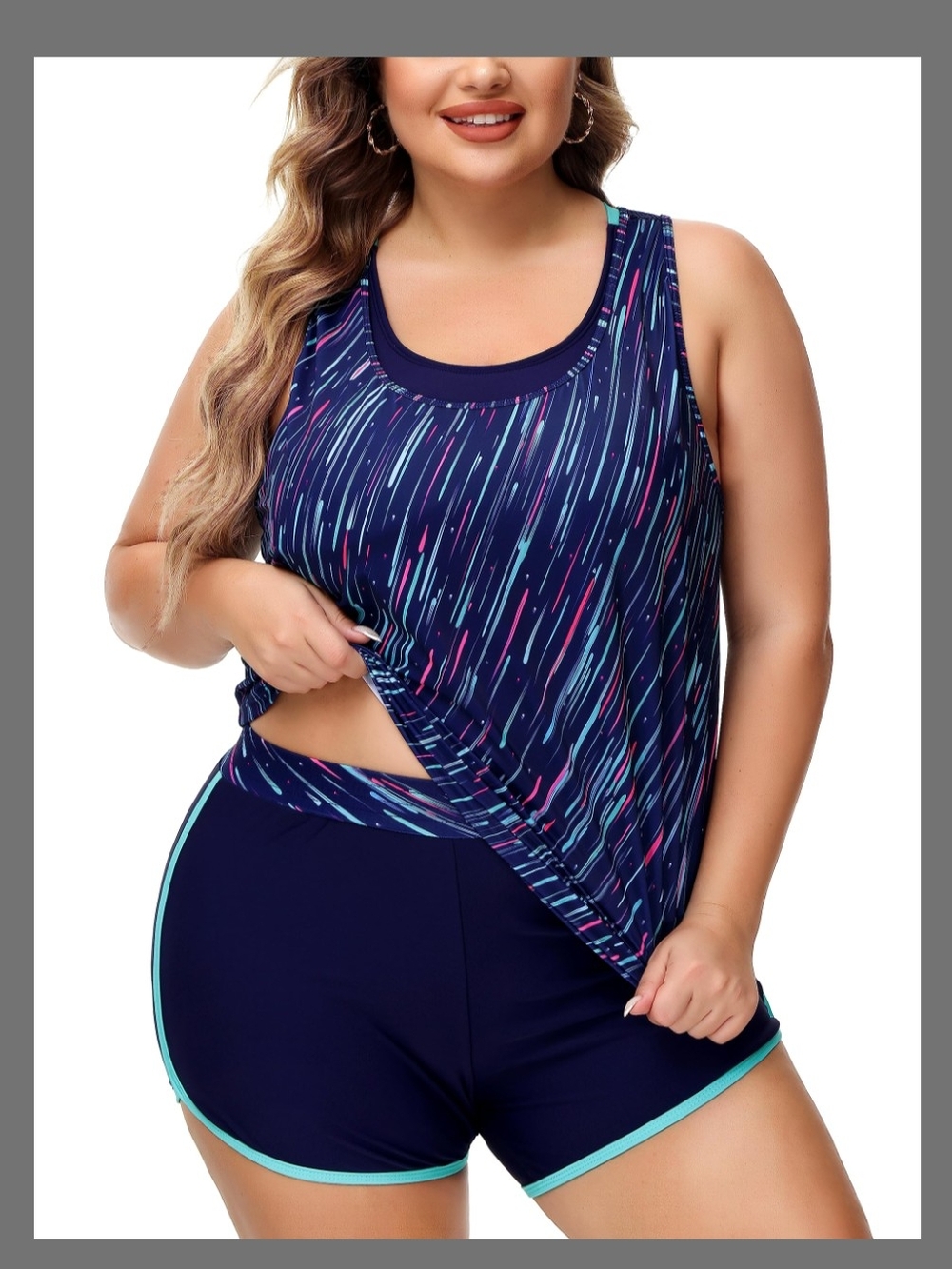 ~NIeyook Plus Size Tankini 3 Piece Bathing Suit for Curvy Women Tummy Control 12